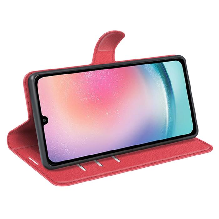 Bild 3,  Samsung Galaxy A25 5G Fodral Litchi Läder Röd