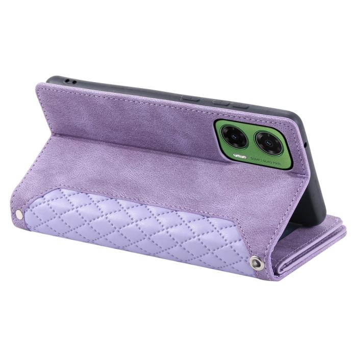 Bild 4,  Motorola Moto G35 5G Plånboksfodral Rhombus Läder Lila