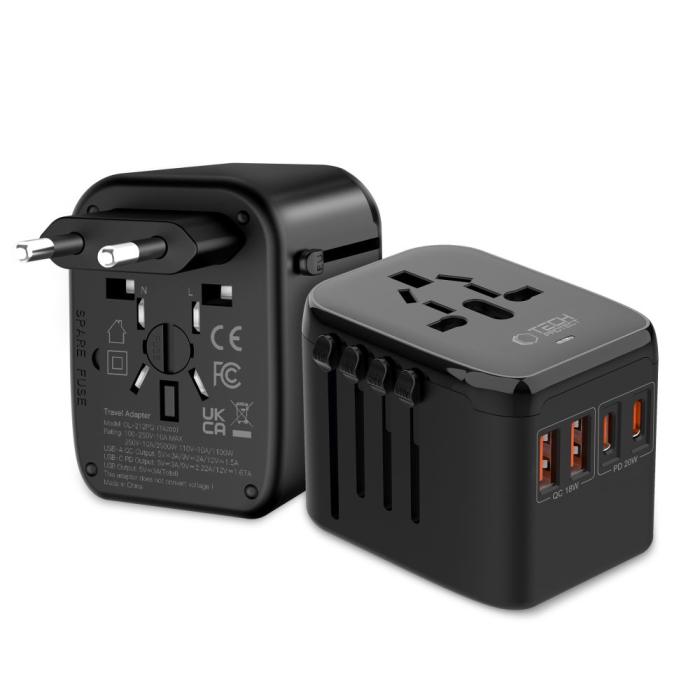 Bild 2, Tech-Protect Tech-Protect Reseadapter EU / UK / US / AU Svart
