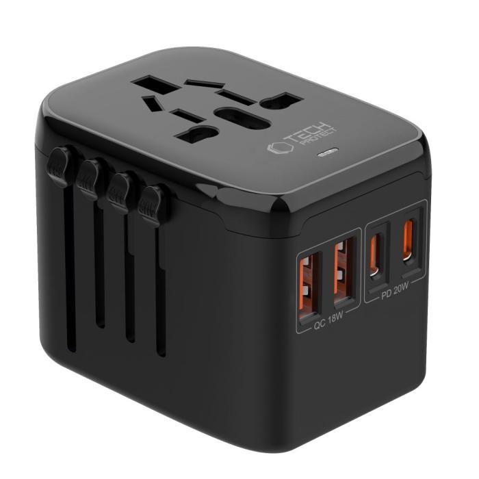 Bild 3, Tech-Protect Tech-Protect Reseadapter EU / UK / US / AU Svart
