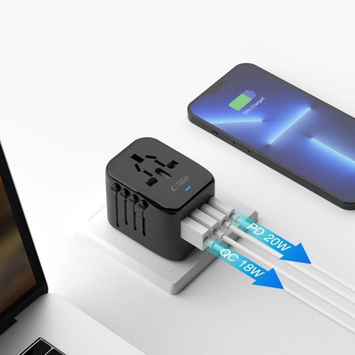 Bild 4, Tech-Protect Tech-Protect Reseadapter EU / UK / US / AU Svart