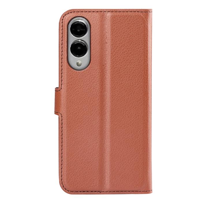 Bild 6,  Samsung Galaxy S25 Edge Fodral Litchi Läder Brun