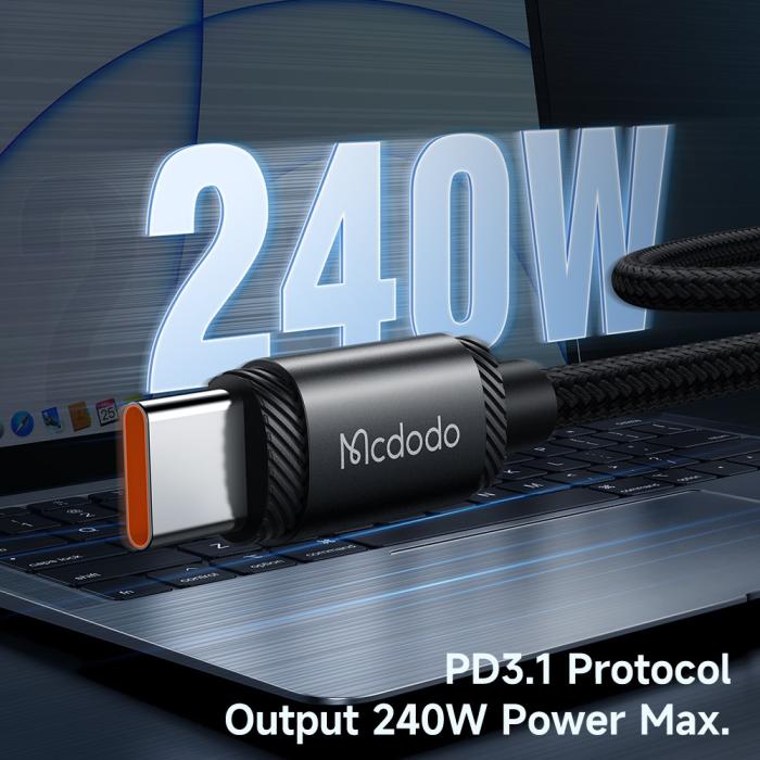 Bild 3, MCDODO Mcdodo 2m 240W PD USB-C - USB-C Nylonkabel Svart