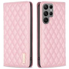 BINFEN BINFEN Galaxy S25 Ultra Fodral Flip Diamond L&auml;der Rosa
