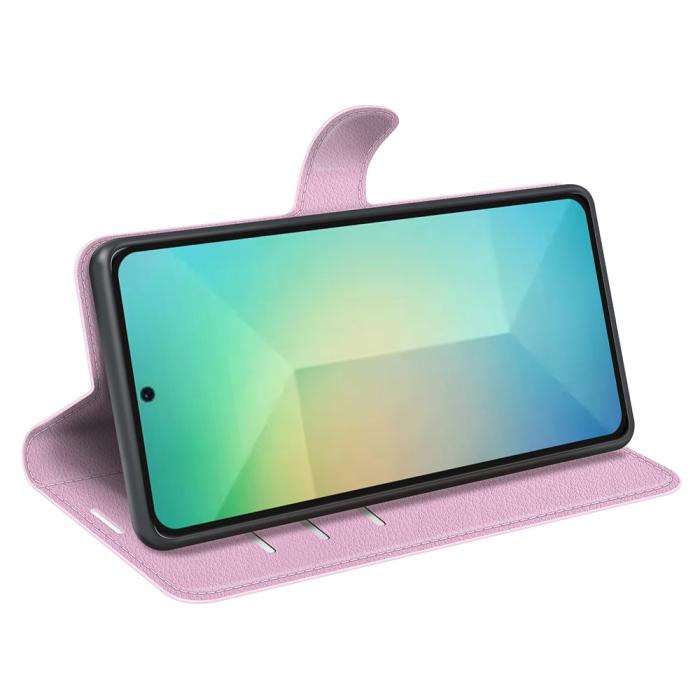 Bild 3,  Samsung Galaxy S25 Fodral Litchi Läder Ljus Rosa