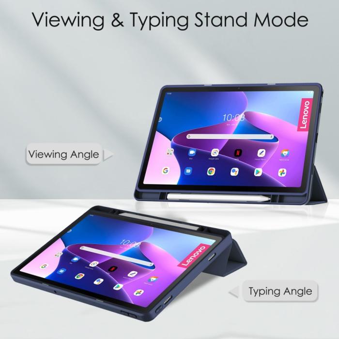 Bild 2,  Lenovo Tab M10 Plus Gen 3 Fodral Tri-Fold Hybrid Mörk Blå