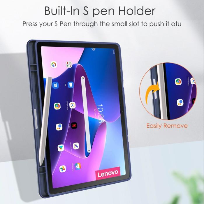 Bild 3,  Lenovo Tab M10 Plus Gen 3 Fodral Tri-Fold Hybrid Mörk Blå