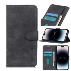 KHAZNEH KHAZNEH iPhone 14 Pro Fodral Retro L&auml;der Svart