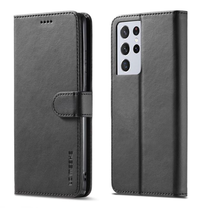 Bild 4, LC.IMEEKE Samsung Galaxy S21 Ultra - LC.IMEEKE Läder Fodral - Svart