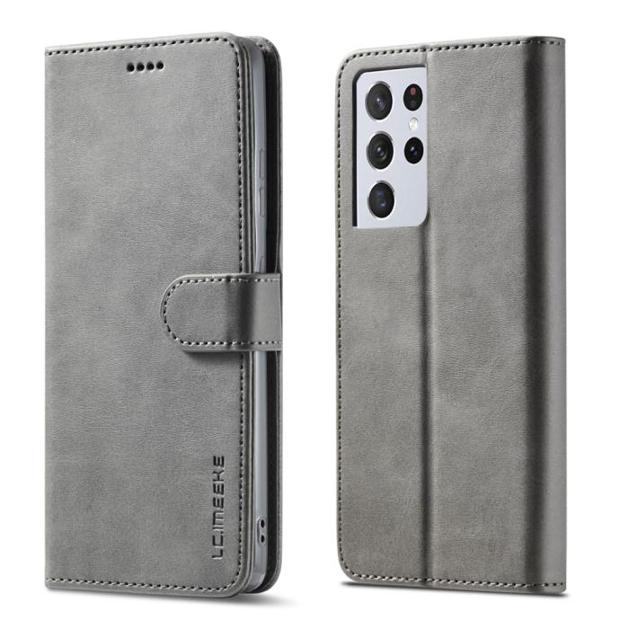 Bild 4, LC.IMEEKE Samsung Galaxy S21 Ultra - LC.IMEEKE Läder Fodral - Grå