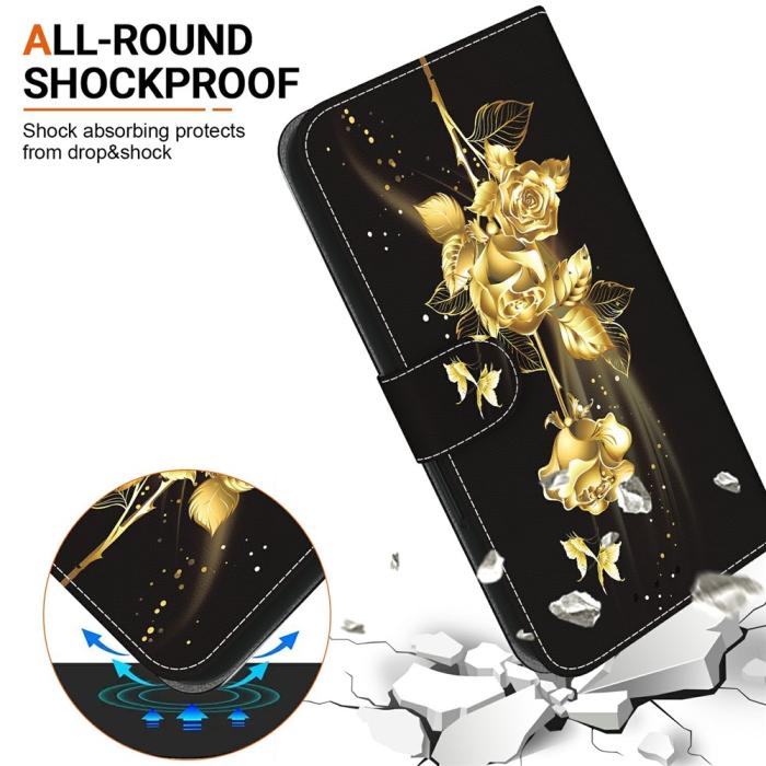 Bild 3,  Samsung Galaxy A27 5G Fodral Läder Blommor Guld
