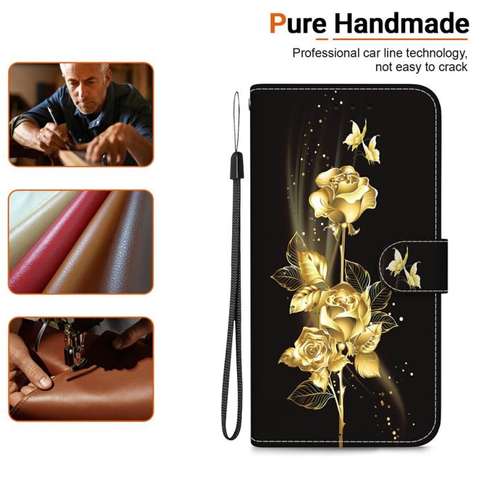 Bild 5,  Samsung Galaxy A27 5G Fodral Läder Blommor Guld