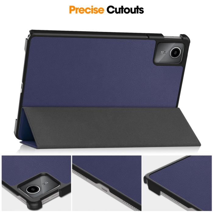 Bild 6,  Lenovo Tab M11 Fodral Tri-Fold Läder Mörk Blå