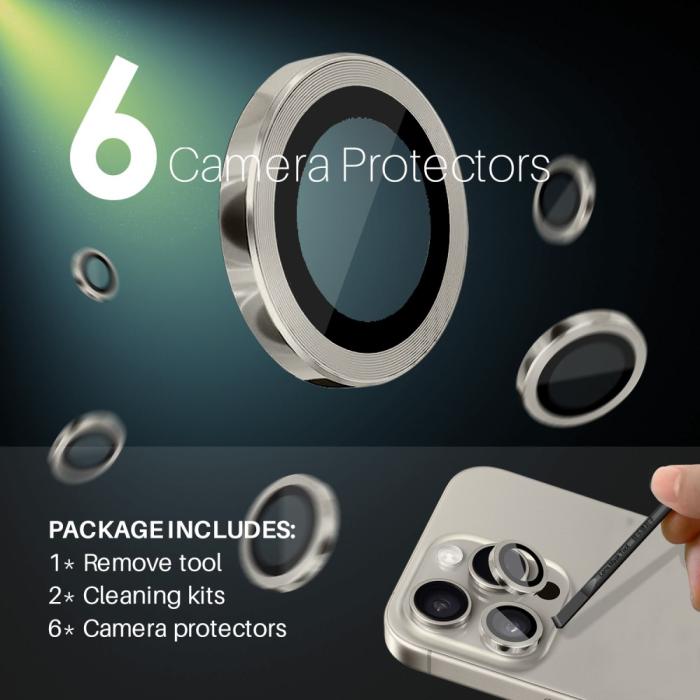 Bild 3, NORTHJO NORTHJO iPhone 14 Pro/Pro Max/15 Pro/Pro Max Linsskydd 2-PACK Champagne