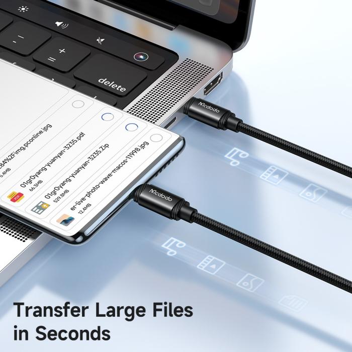 Bild 6, MCDODO Mcdodo 2m 240W PD USB-C - USB-C Nylonkabel Svart