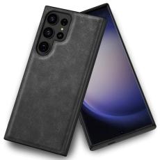  Galaxy S24 Ultra L&auml;derbelagt Hybrid Skal Svart