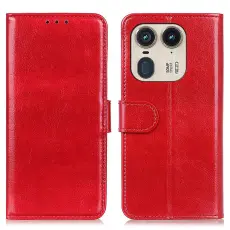  Motorola Edge 50 Ultra 5G Crazy Horse L&auml;der Fodral R&ouml;d