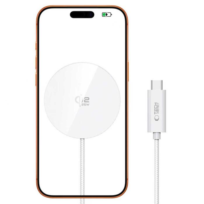 Bild 2, Tech-Protect Tech-Protect 25W Qi2.2 Trådlös Magnetisk MagSafe Laddare Vit