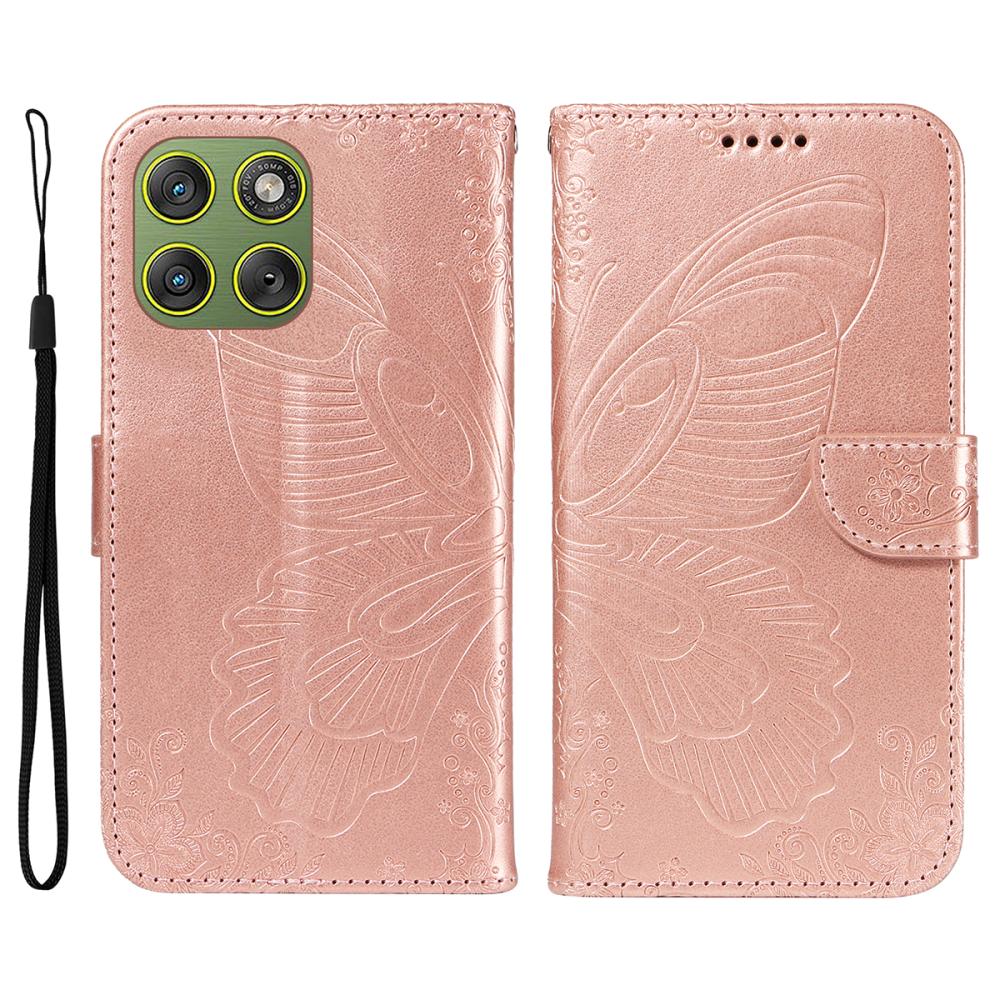  Motorola Edge 70 Fodral Med Fjäril Tryck Roséguld