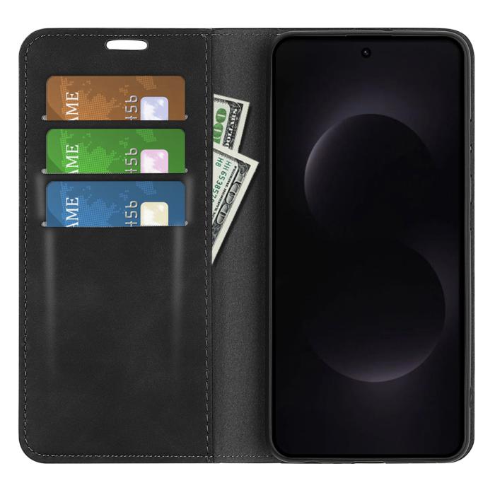 Bild 6,  Samsung Galaxy S26 Ultra Fodral Flip Skin Touch Läder Svart