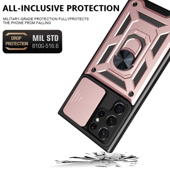 Bild 2,  Samsung Galaxy S23 Ultra Skal Ring CamShield Roséguld