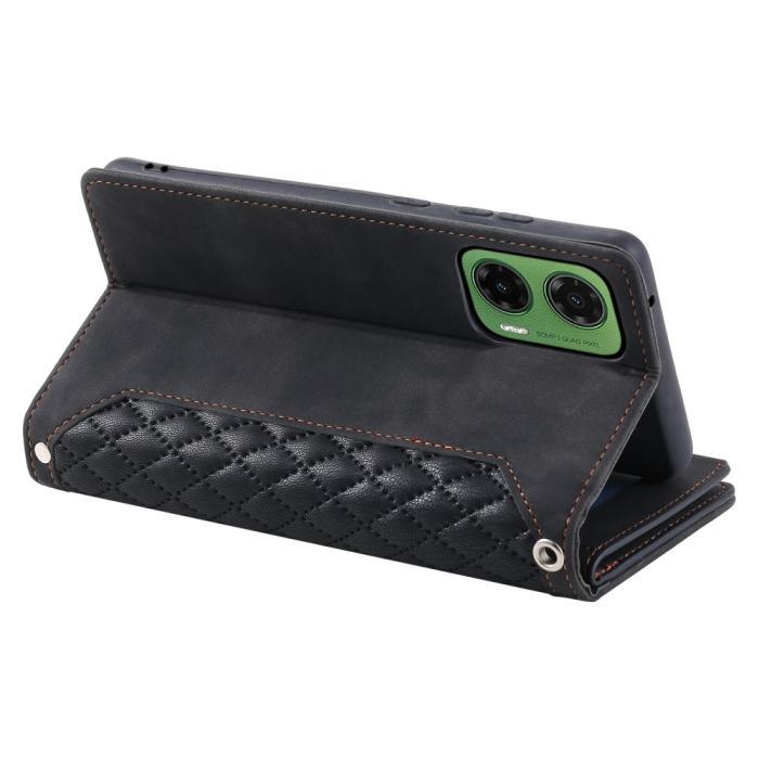 Bild 4,  Motorola Moto G35 5G Plånboksfodral Rhombus Läder Svart