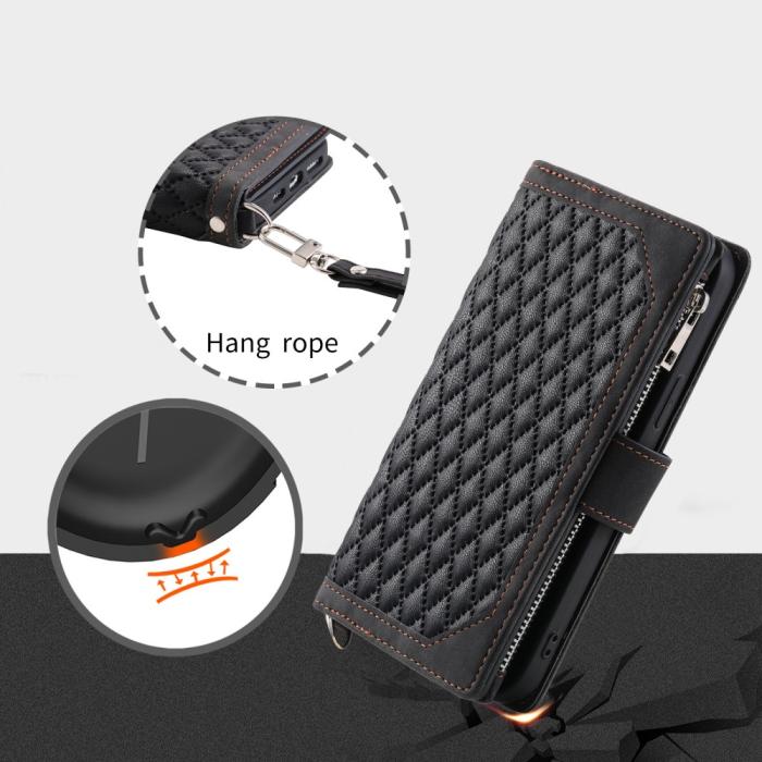 Bild 6,  Motorola Moto G35 5G Plånboksfodral Rhombus Läder Svart