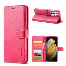 LC.IMEEKE Samsung Galaxy S21 Ultra - LC.IMEEKE L&auml;der Fodral - Rosa