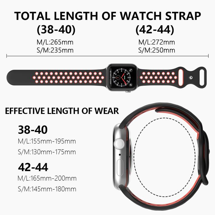 Bild 4, ColorPop Sportarmband Dual-Color Apple Watch 42/44/45/46/49 mm (M/L) Svart/Röd