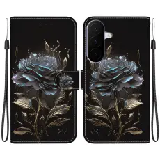  Samsung Galaxy A27 5G Fodral L&auml;der Blomma Svart