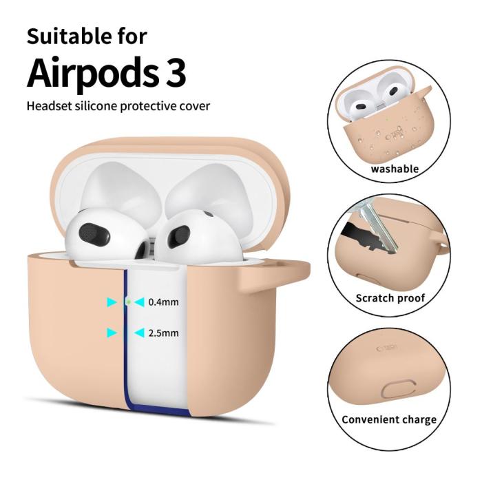 Bild 2, Tech-Protect Tech-Protect AirPods 3 Skal Silikon Hook Caffe Latte