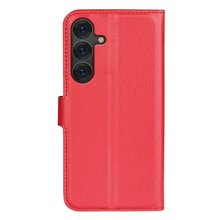 Bild 6,  Samsung Galaxy S25 Fodral Litchi Läder Röd