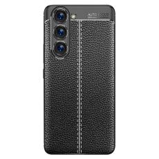  Samsung Galaxy S23 Plus Skal Litchi Textur Svart