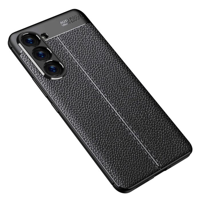 Bild 3,  Samsung Galaxy S23 Plus Skal Litchi Textur Svart
