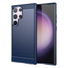  Galaxy S24 Ultra Skal Borstad St&aring;l Textur Bl&aring;