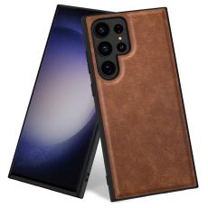  Galaxy S24 Ultra L&auml;derbelagt Hybrid Skal Brun