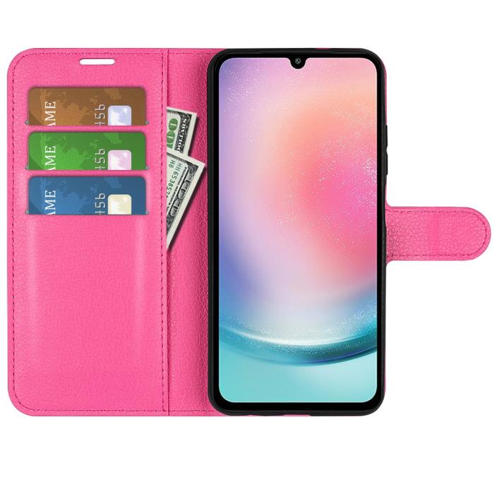 Bild 2,  Samsung Galaxy A25 5G Fodral Litchi Läder Rosa
