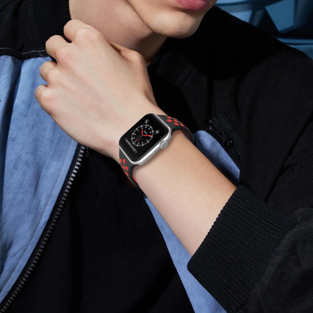 ColorPop Sportarmband Dual-Color Apple Watch 42/44/45/46/49 mm (M/L) Svart/Röd