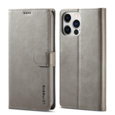 LC.IMEEKE LC.IMEEKE iPhone 14 Pro Fodral L&auml;der Gr&aring;