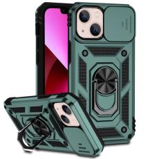 iPhone 14 Skal Ring Armor Med CamShield Gr&ouml;n
