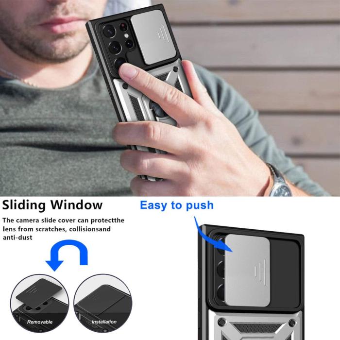 Bild 4,  Samsung Galaxy S23 Ultra Skal Ring CamShield Silver