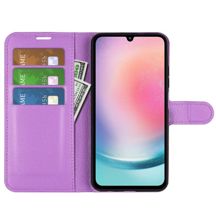 Bild 2,  Samsung Galaxy A25 5G Fodral Litchi Läder Lila