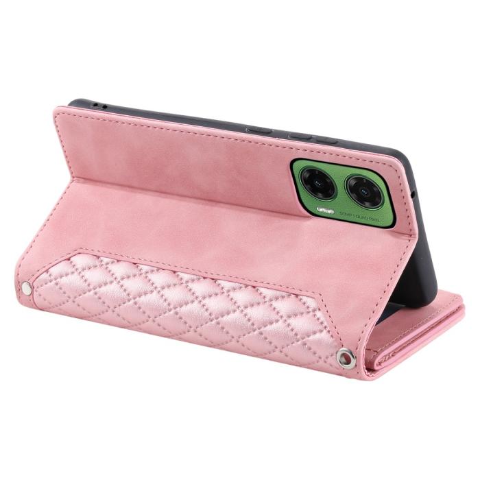 Bild 4,  Motorola Moto G35 5G Plånboksfodral Rhombus Läder Rosa