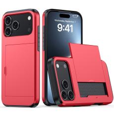  iPhone 17 Pro Skal Hybrid Med Kortfack R&ouml;d
