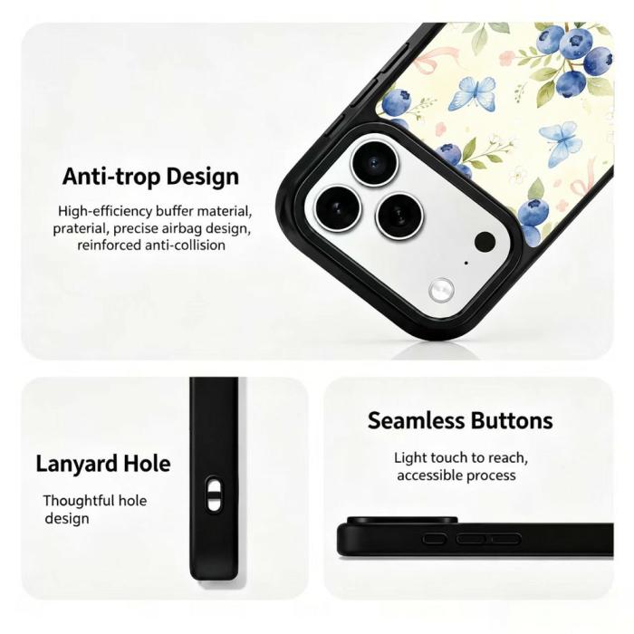 Bild 3,  iPhone 18 Pro / 17 Pro Skal MagSafe UV-Mönster Blåbär