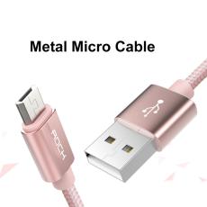 Rock ROCK 1m Micro-Usb Nylon Kabel - Ros&eacute;guld