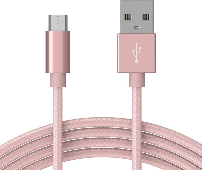Bild 2, Rock ROCK 1m Micro-Usb Nylon Kabel - Roséguld