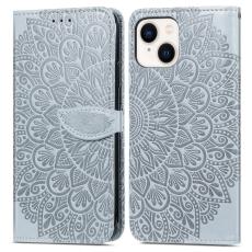  iPhone 15 Plus Fodral L&auml;der Med Tryck Gr&aring;