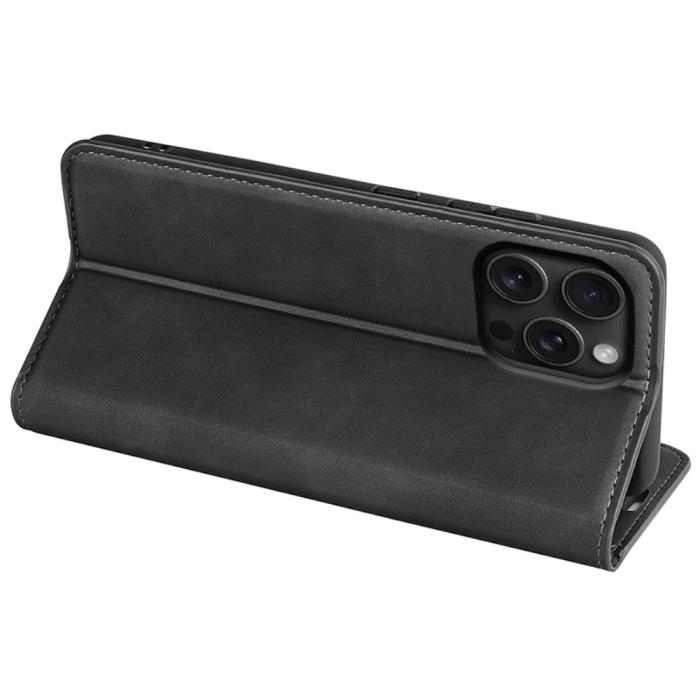 Bild 4,  iPhone 16 Pro Fodral Flip Läder Svart