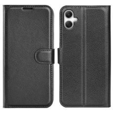  Samsung Galaxy A07 Fodral Litchi L&auml;der Svart